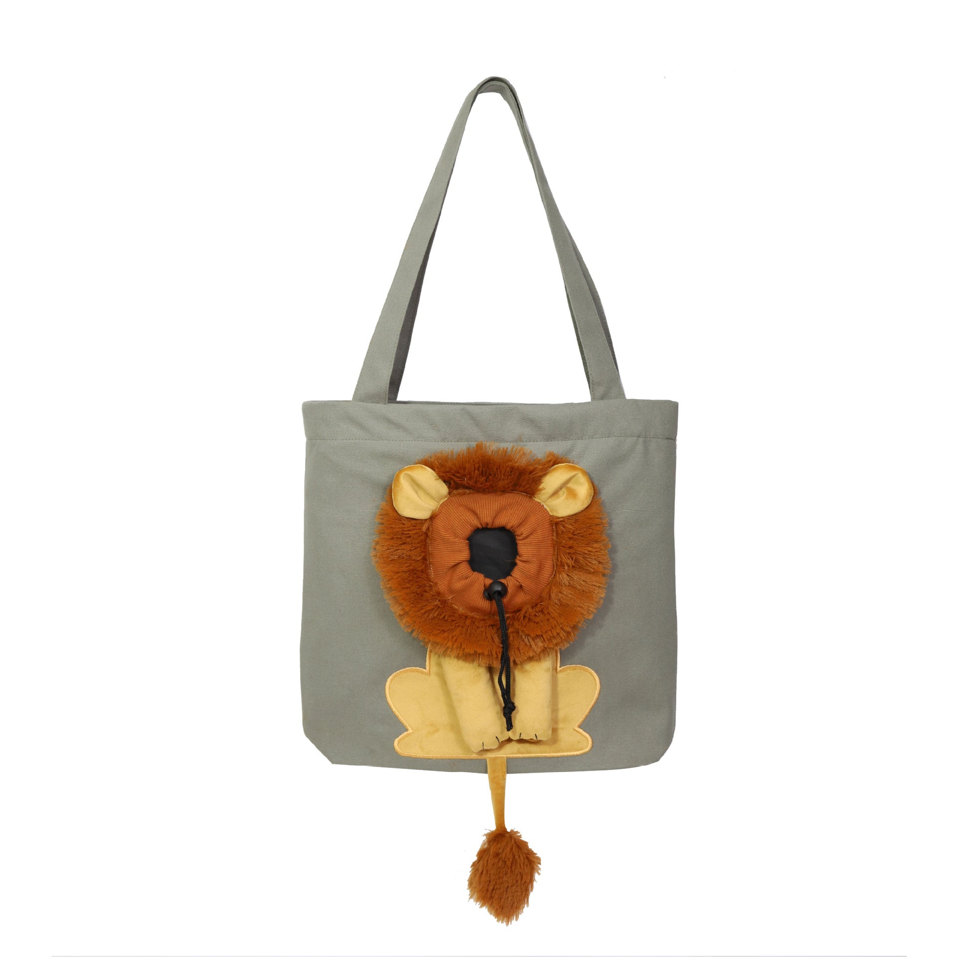 KFX-4704573 Lion Design Portable Pet Carrier Bag for Cats and Dogs, Breathable Canvas Sling with Adjustable Opening and Safety Zippers