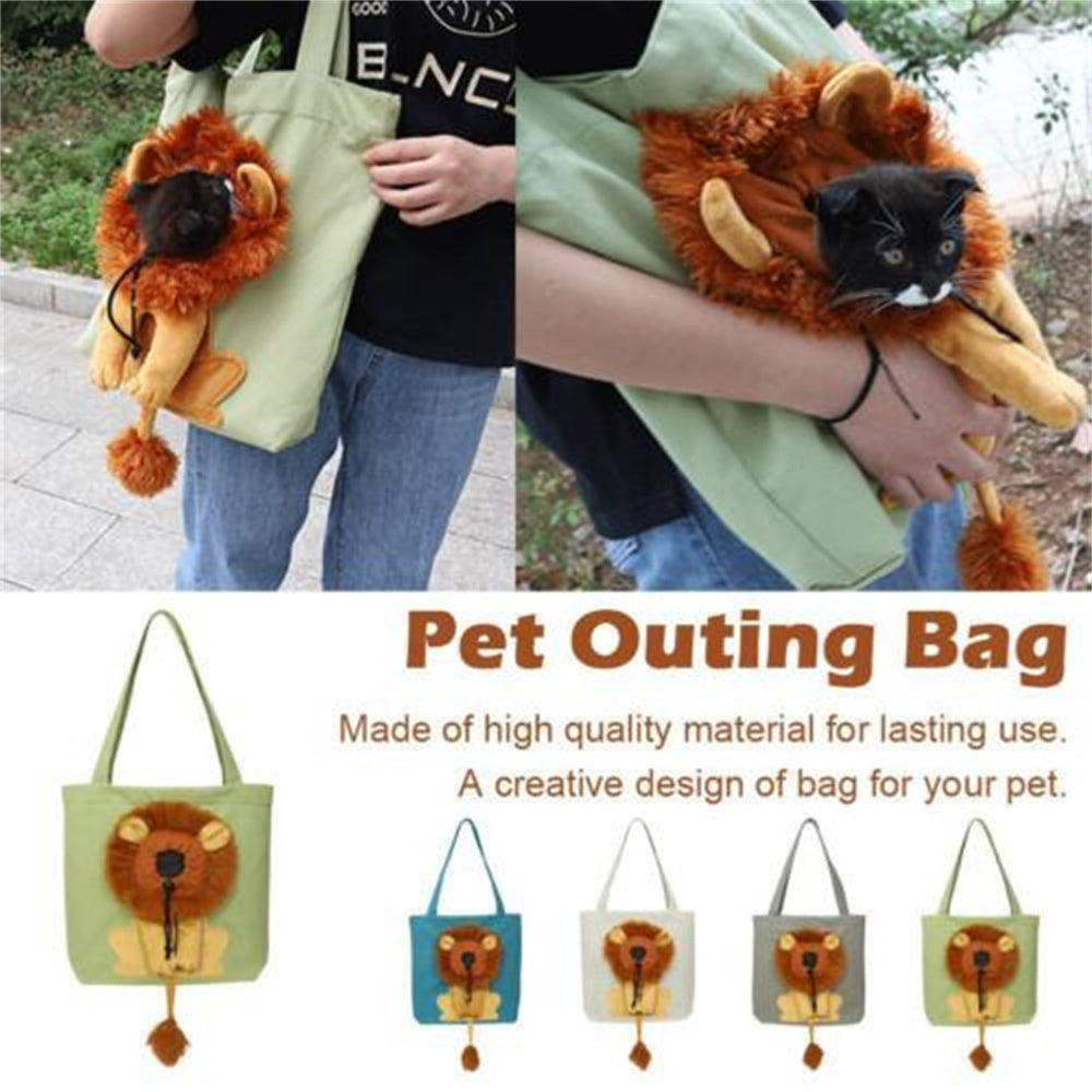KFX-4704573 Lion Design Portable Pet Carrier Bag for Cats and Dogs, Breathable Canvas Sling with Adjustable Opening and Safety Zippers