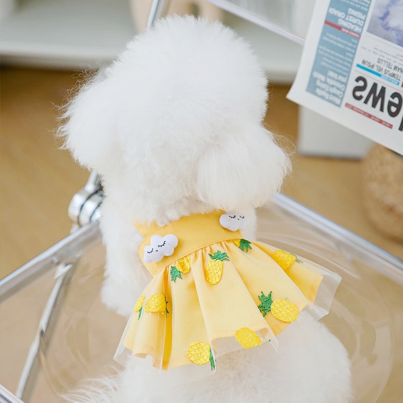 KFX-4705597 Luxury Summer Dog Dress for Small Pets - Cute Mesh Cotton Vest & Skirt for Chihuahuas and Bichons