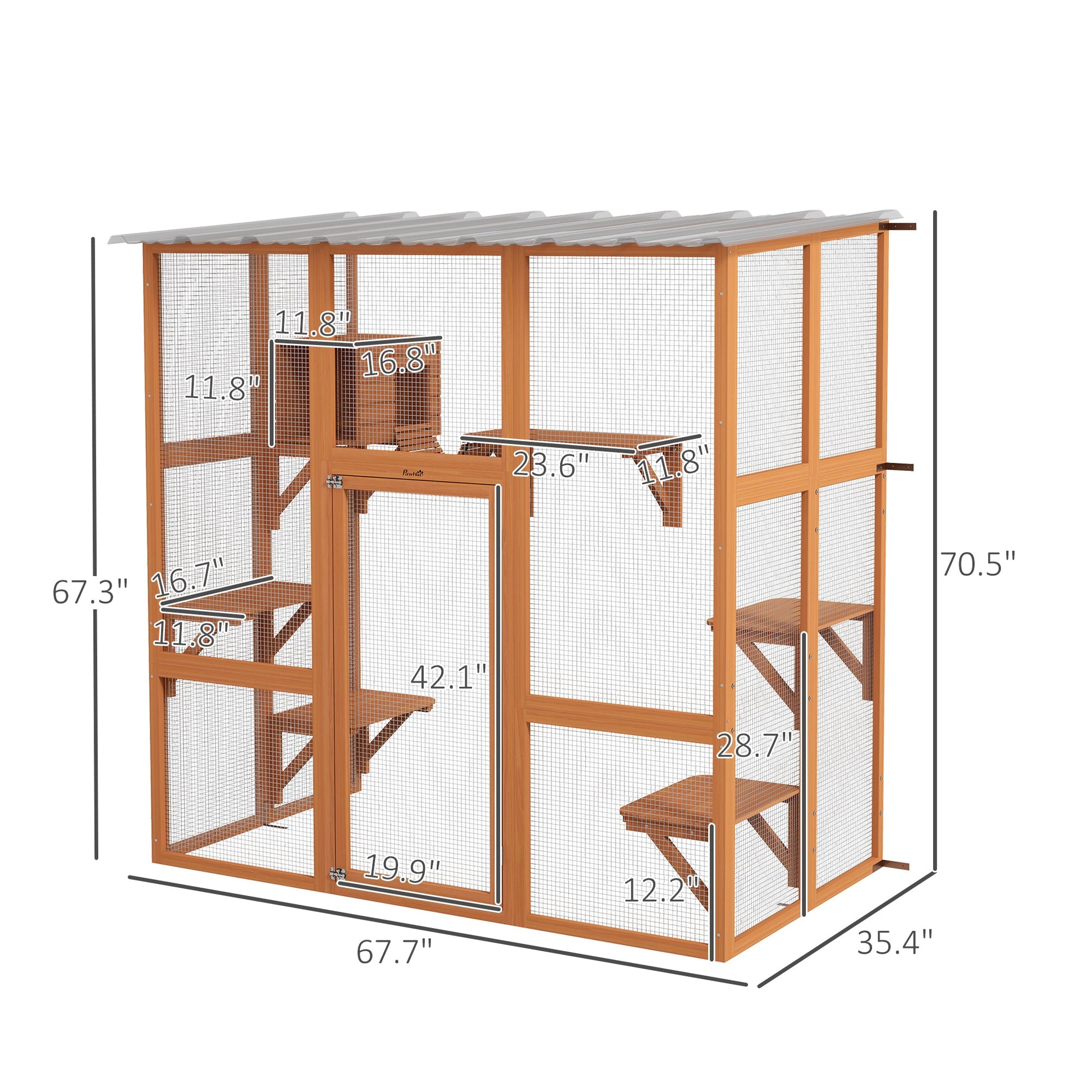 KFX-4706365 Outdoor Cat Enclosure with Bridge Platforms and Resting Box for Cats