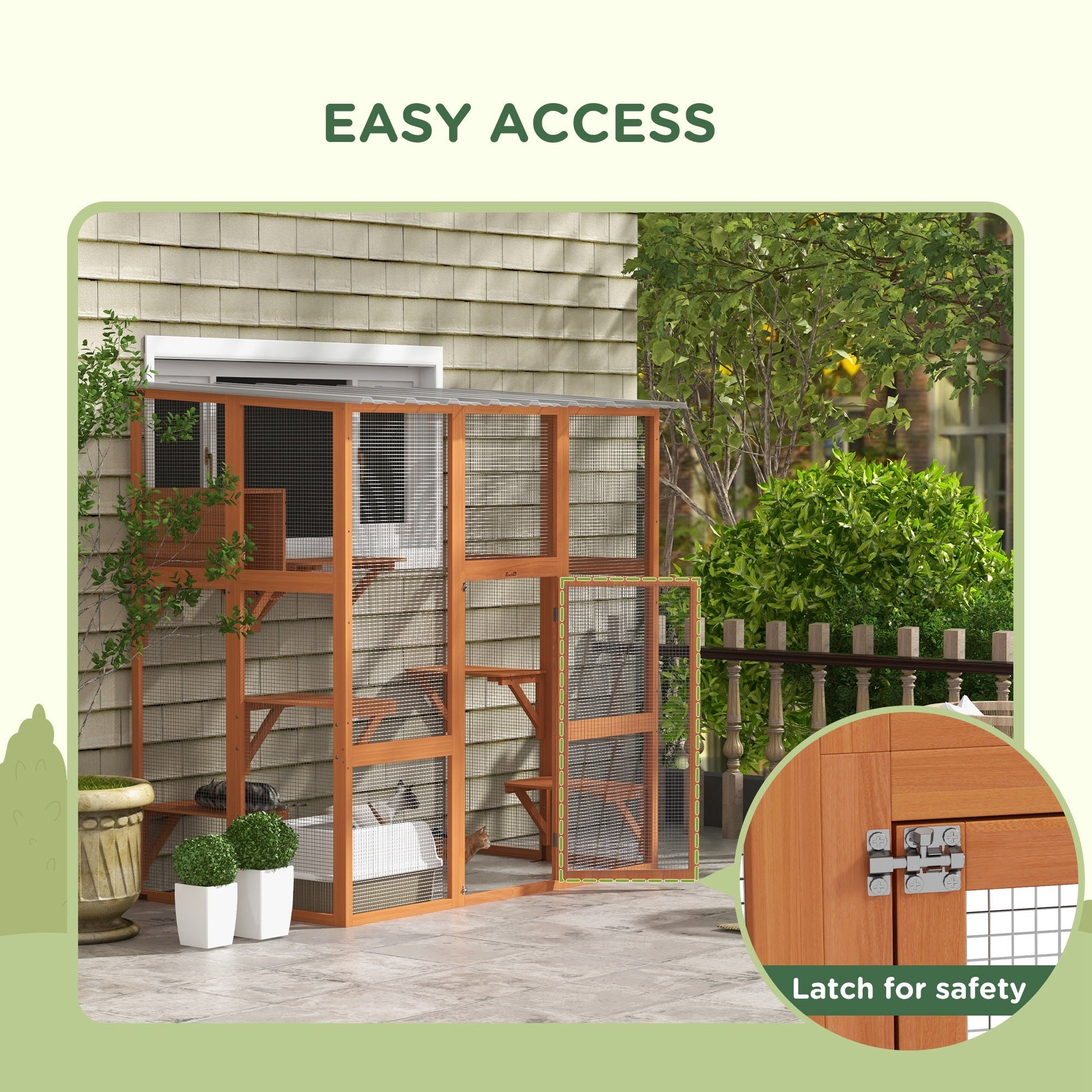 KFX-4706365 Outdoor Cat Enclosure with Bridge Platforms and Resting Box for Cats