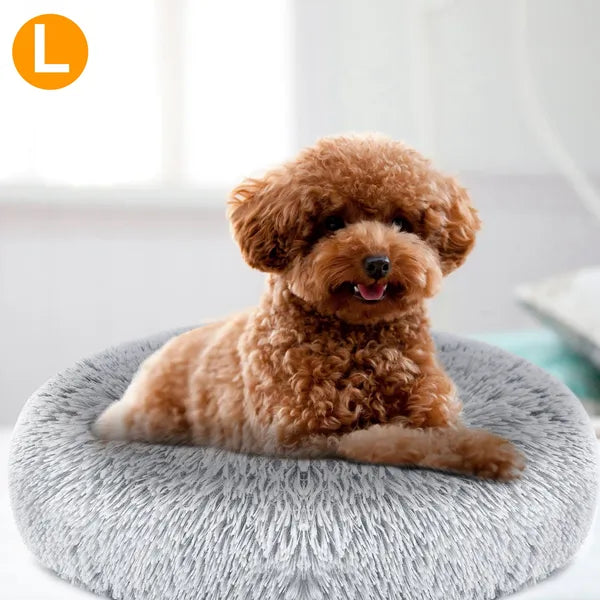 KFX-4706749 Cozy Fleece Pet Bed with Non-Slip Bottom - Soft Warm Cushion for Dogs and Cats (L Size)