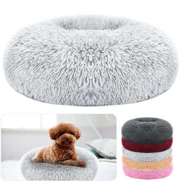 KFX-4706749 Cozy Fleece Pet Bed with Non-Slip Bottom - Soft Warm Cushion for Dogs and Cats (L Size)
