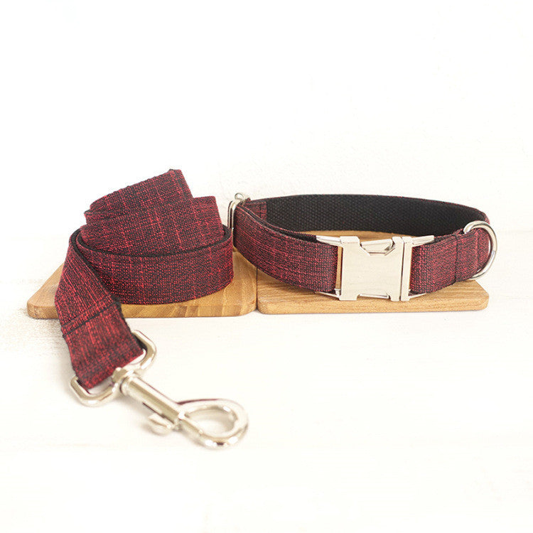 KFX-4710077 Stylish Red Canvas Dog Collar with Quick-Release Metal Buckle
