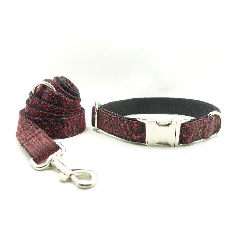 KFX-4710077 Stylish Red Canvas Dog Collar with Quick-Release Metal Buckle