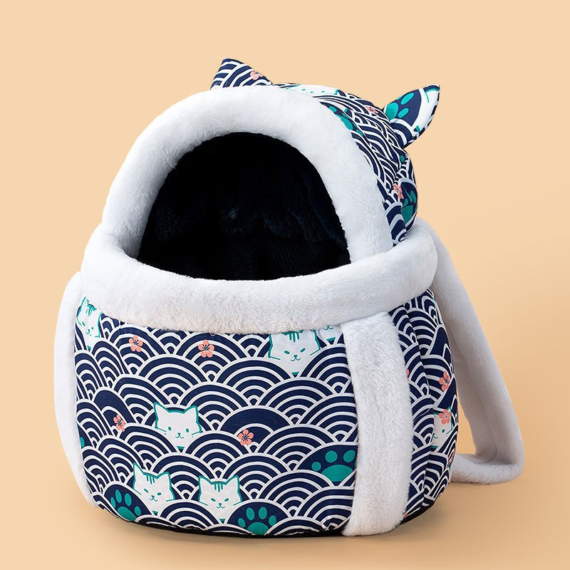 KFX-4710333 Animal-Shaped Portable Pet Diaper Bag for Kittens and Puppies, Soft PP Nylon Backpack