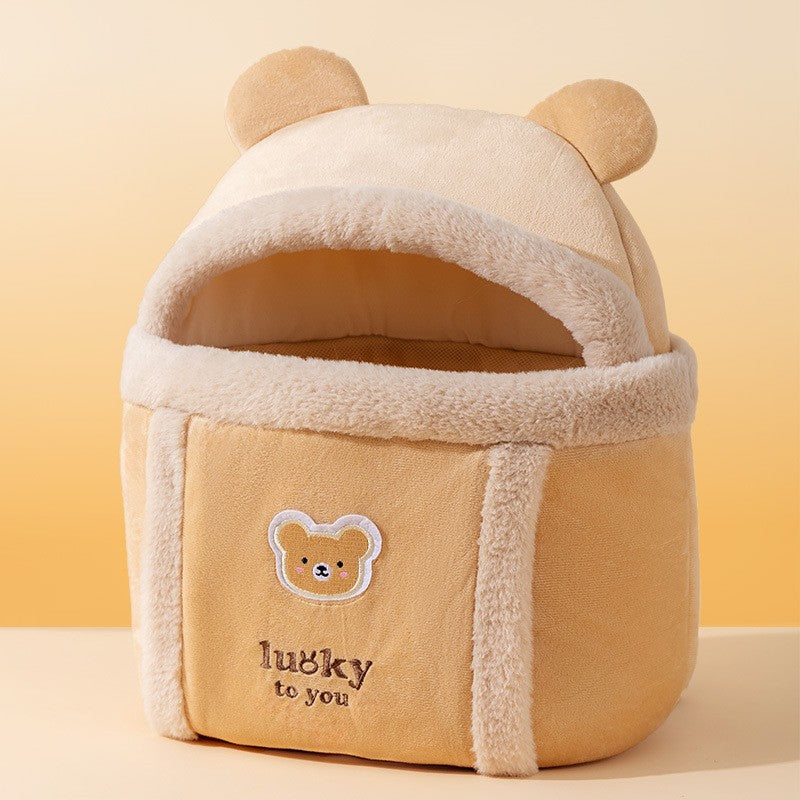KFX-4710333 Animal-Shaped Portable Pet Diaper Bag for Kittens and Puppies, Soft PP Nylon Backpack