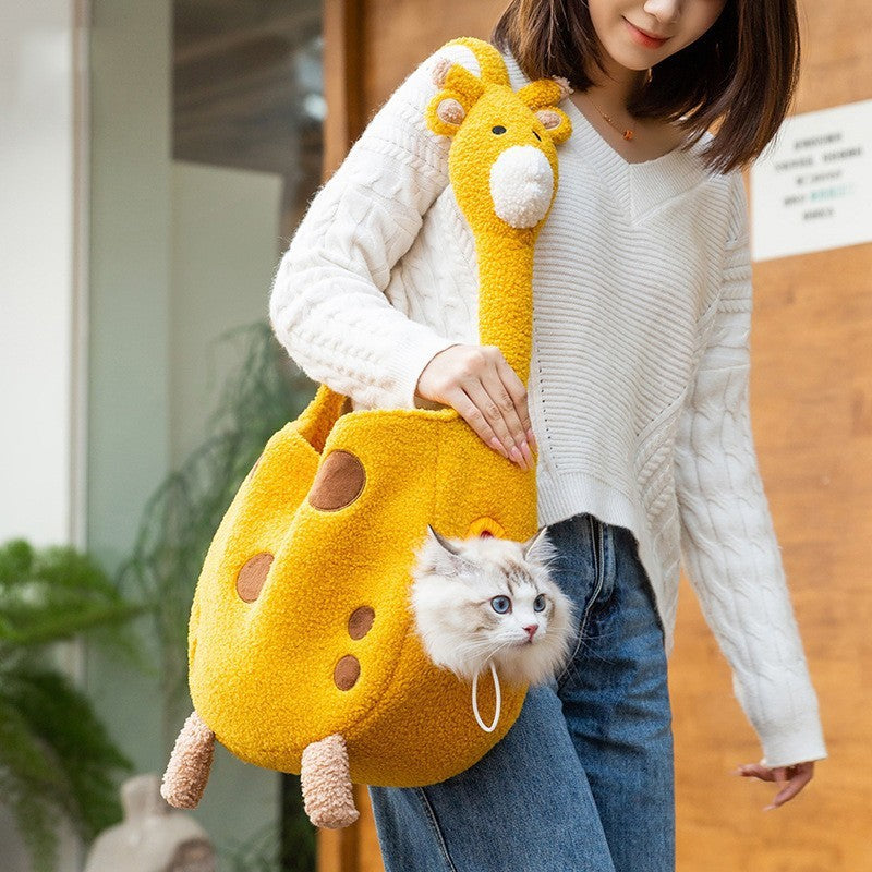 KFX-4710333 Animal-Shaped Portable Pet Diaper Bag for Kittens and Puppies, Soft PP Nylon Backpack