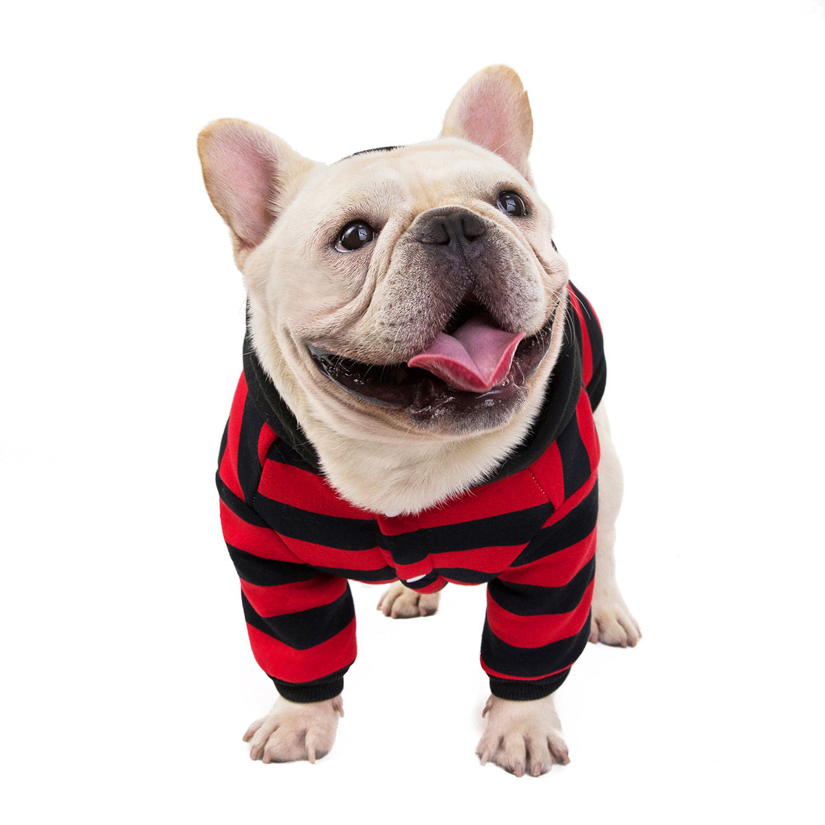 KFX-4712509 Cozy Cotton Striped Two-Leg Pet Coat for Autumn and Winter