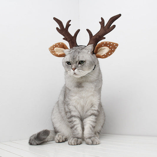 KFX-4712893 Christmas Plush Antler Headband for Medium and Large Dogs