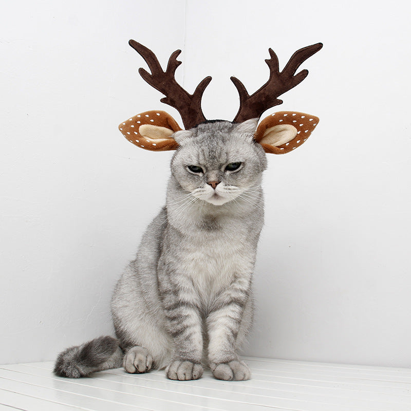 KFX-4712893 Christmas Plush Antler Headband for Medium and Large Dogs