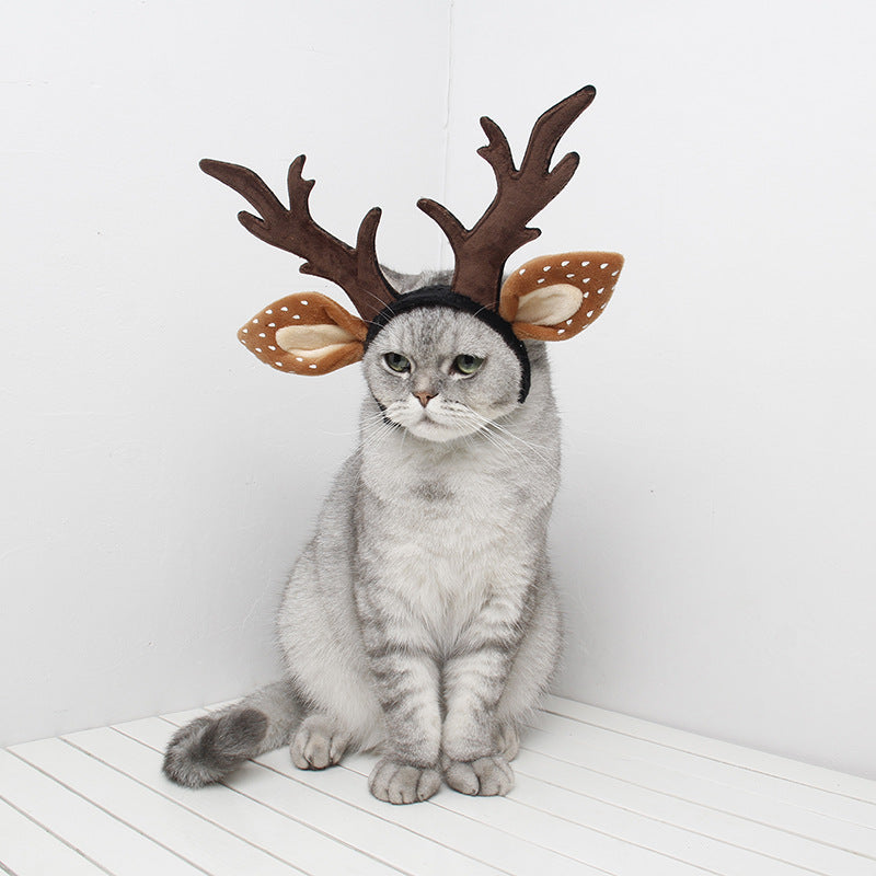KFX-4712893 Christmas Plush Antler Headband for Medium and Large Dogs