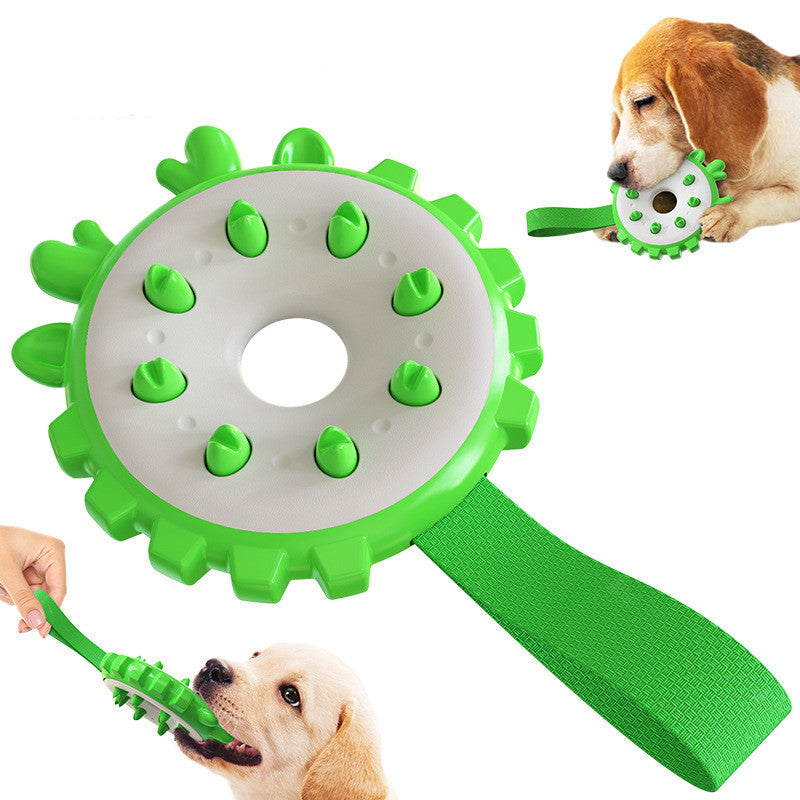 KFX-4714685 Training Bite Resistance Dog Toothbrush Toy Ring - Molar Dental Chew Toy in Lake Blue, Yellow, Green, Orange