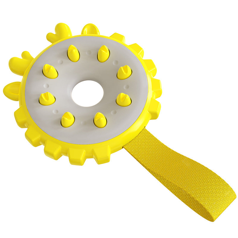 KFX-4714685 Training Bite Resistance Dog Toothbrush Toy Ring - Molar Dental Chew Toy in Lake Blue, Yellow, Green, Orange