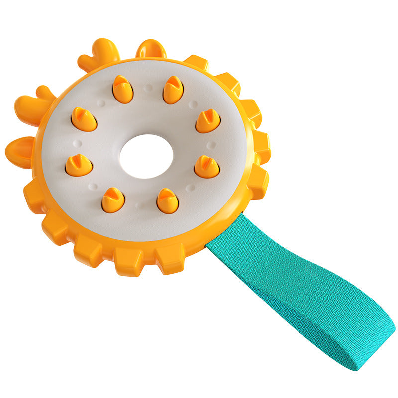 KFX-4714685 Training Bite Resistance Dog Toothbrush Toy Ring - Molar Dental Chew Toy in Lake Blue, Yellow, Green, Orange