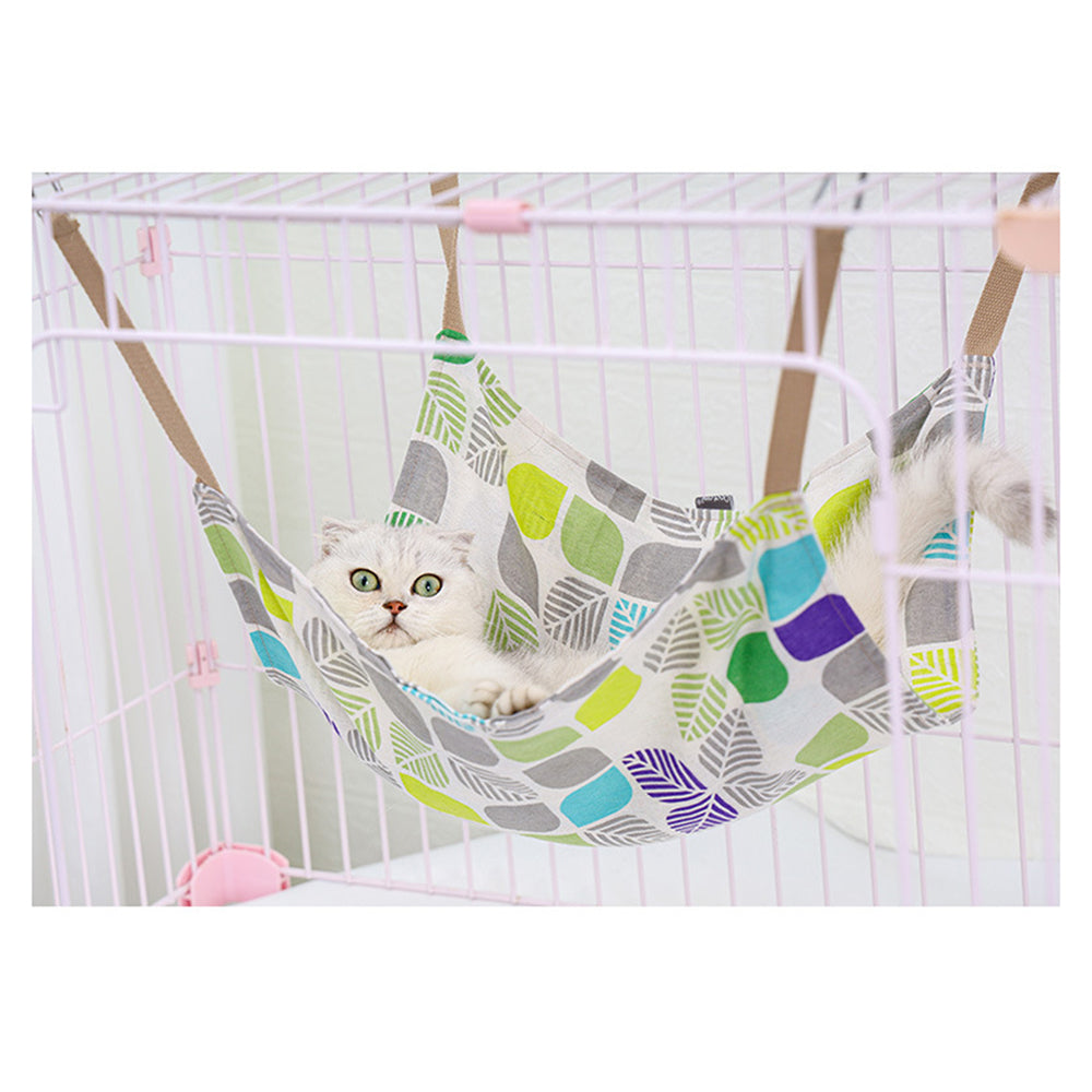 KFX-4715453 Breathable Cotton Linen Cat Hammock Bed with Hanging Hook - Multicolor, 47x47cm