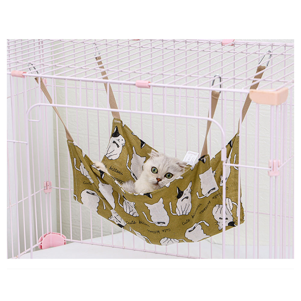 KFX-4715453 Breathable Cotton Linen Cat Hammock Bed with Hanging Hook - Multicolor, 47x47cm