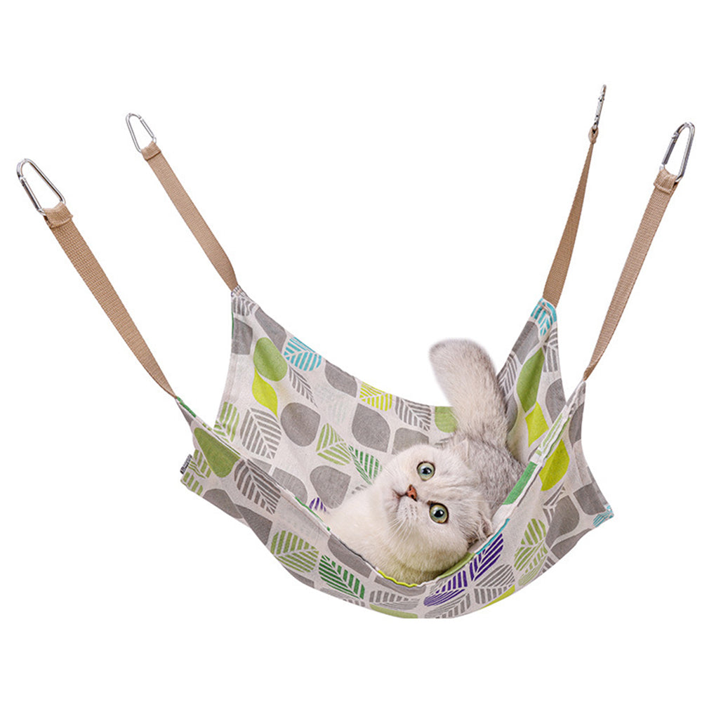 KFX-4715453 Breathable Cotton Linen Cat Hammock Bed with Hanging Hook - Multicolor, 47x47cm