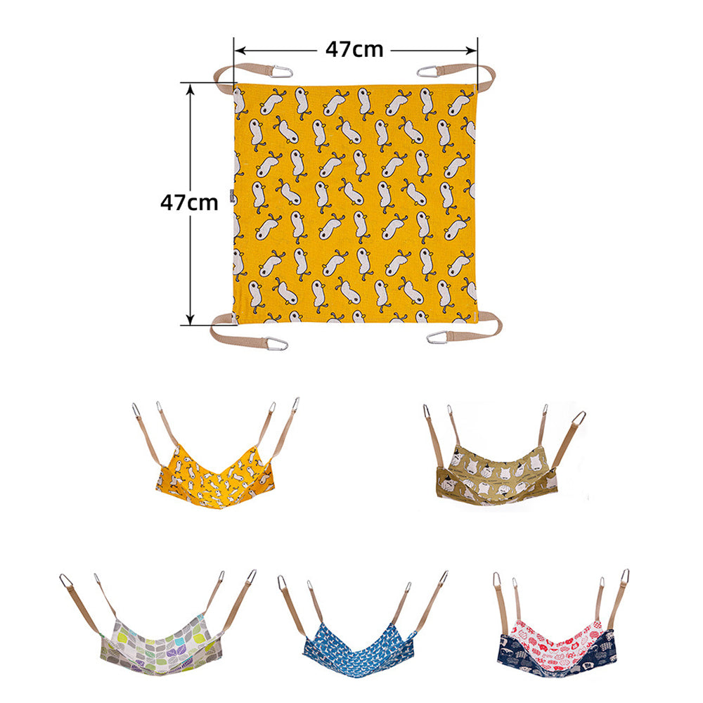 KFX-4715453 Breathable Cotton Linen Cat Hammock Bed with Hanging Hook - Multicolor, 47x47cm
