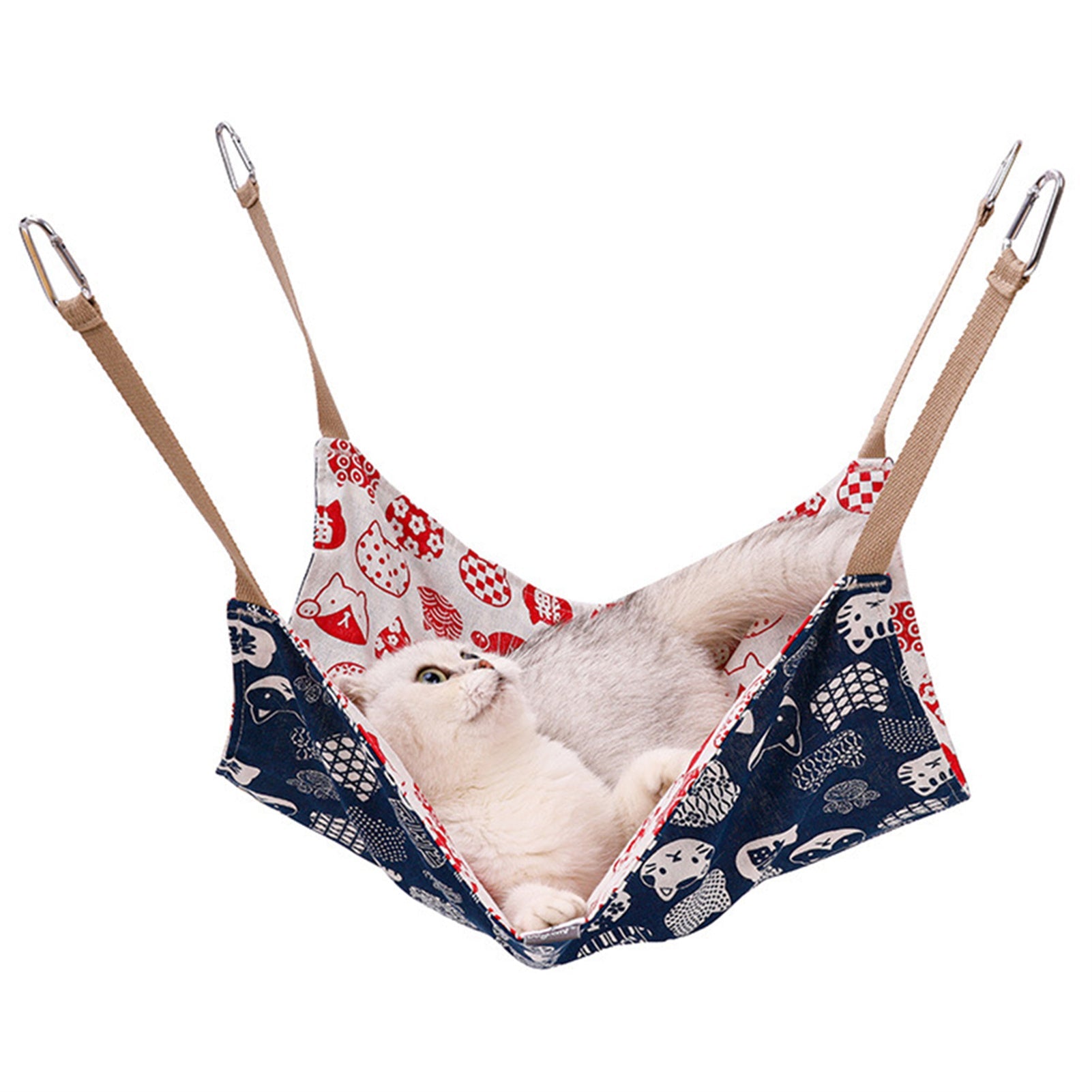 KFX-4715453 Breathable Cotton Linen Cat Hammock Bed with Hanging Hook - Multicolor, 47x47cm