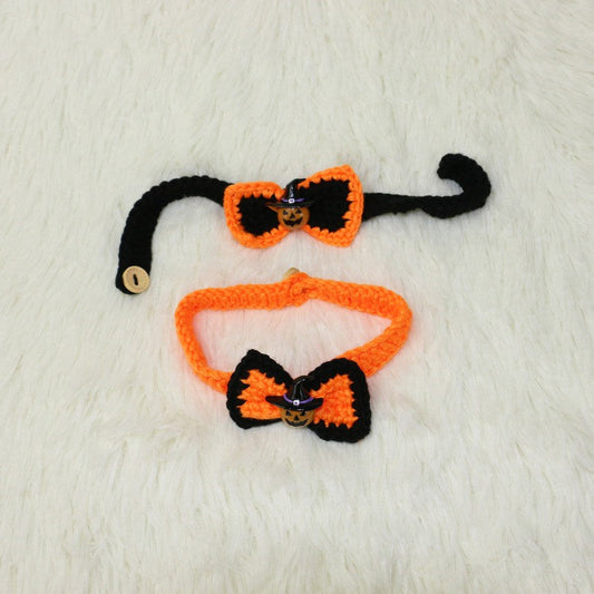 KFX-4715837 Halloween Pet Jewelry Hat and Collar Set for Cats - Adjustable Sizes XS to L