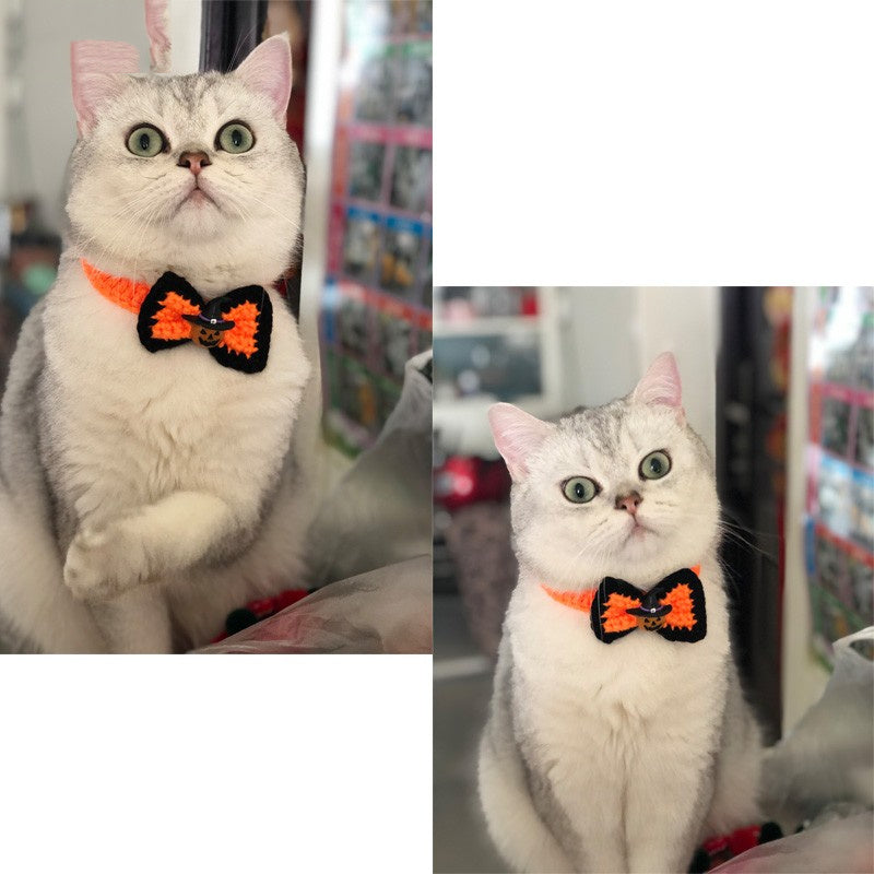 KFX-4715837 Halloween Pet Jewelry Hat and Collar Set for Cats - Adjustable Sizes XS to L