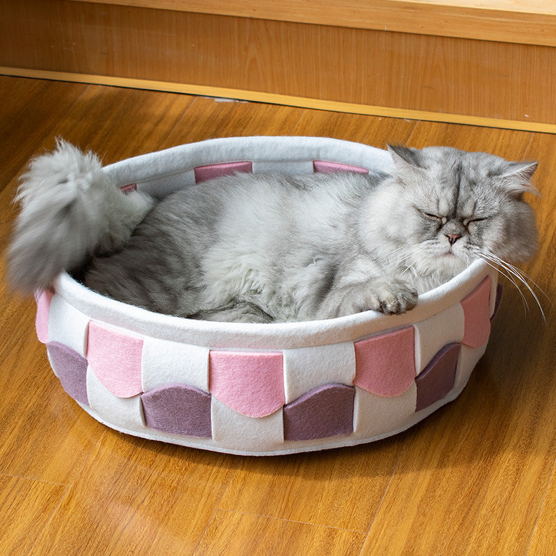 KFX-4717885 Felt Cat Litter Universal Non-Stick Pet Bed in Round and Square Styles