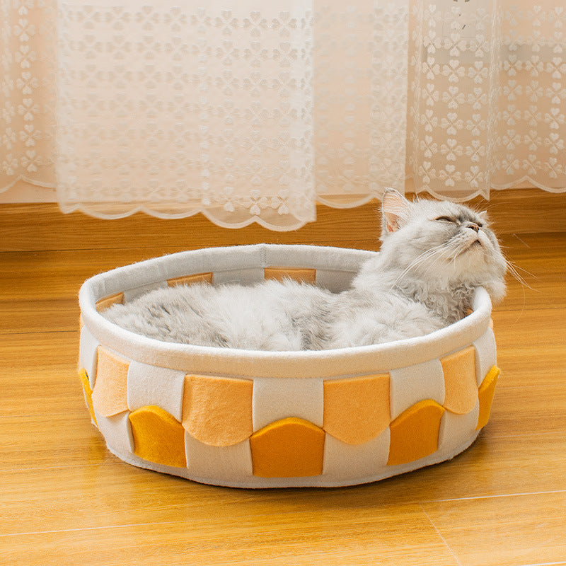 KFX-4717885 Felt Cat Litter Universal Non-Stick Pet Bed in Round and Square Styles
