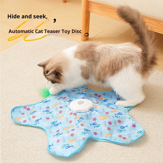 KFX-4718653 Electric Cat Toy with Smart Hunting Features - Blue Fish & White Seaweed Set