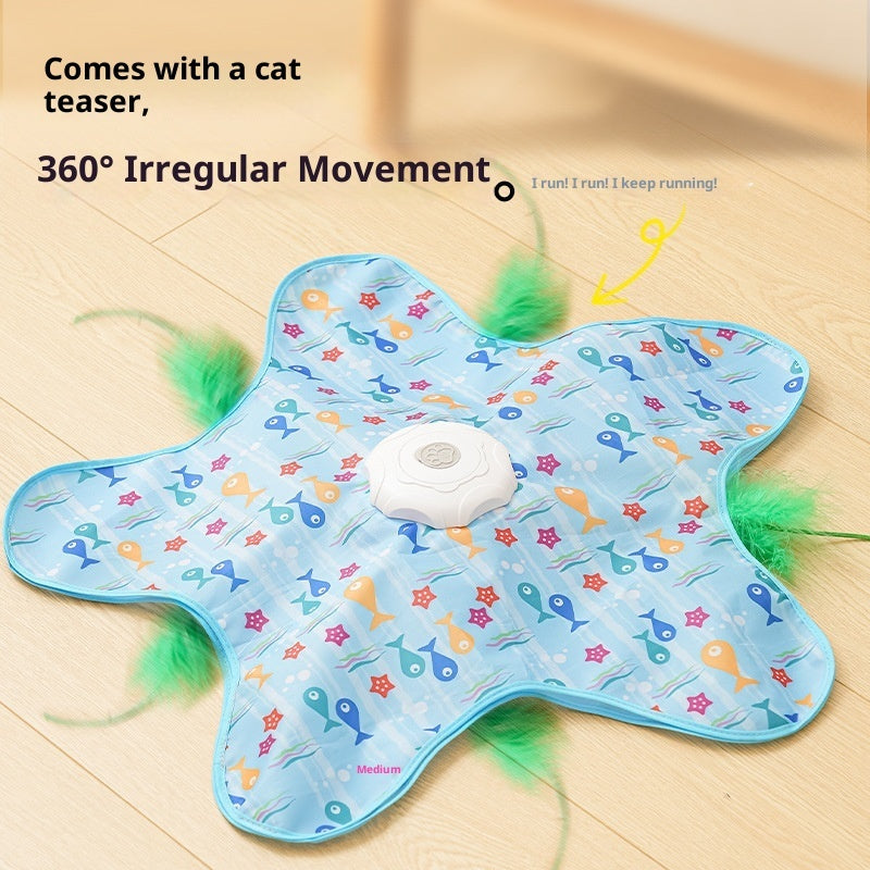 KFX-4718653 Electric Cat Toy with Smart Hunting Features - Blue Fish & White Seaweed Set