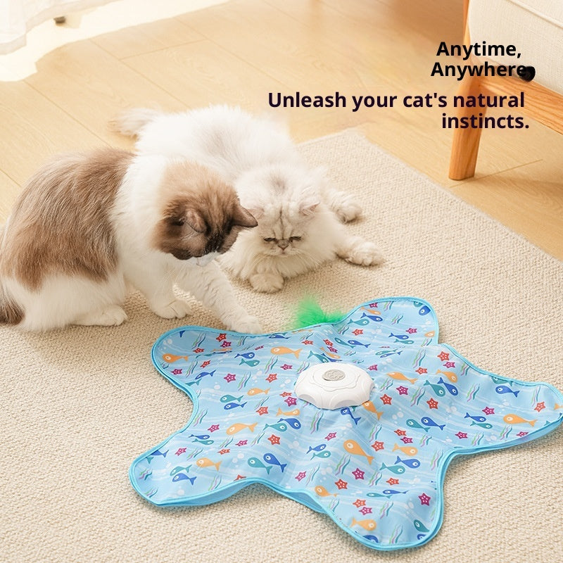 KFX-4718653 Electric Cat Toy with Smart Hunting Features - Blue Fish & White Seaweed Set