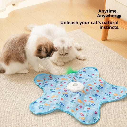 KFX-4718653 Electric Cat Toy with Smart Hunting Features - Blue Fish & White Seaweed Set