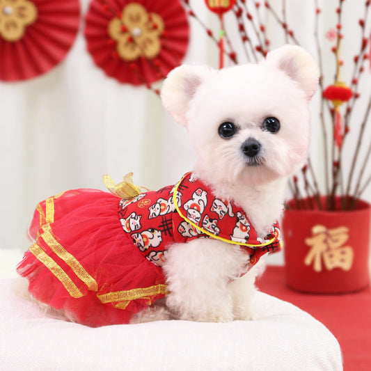 KFX-4718909 New Year's Celebration Pet Fleece Sweater with Lucky Cat Design