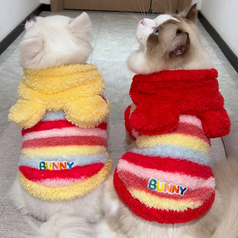 KFX-4719421 Rainbow-Patterned Thermal Vest with Fleece Lining for Dogs, Multiple Sizes Available