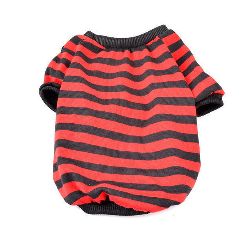 KFX-4721981 Casual Striped Round Neck Pet T-Shirt - Warm and Comfortable Dog Clothing