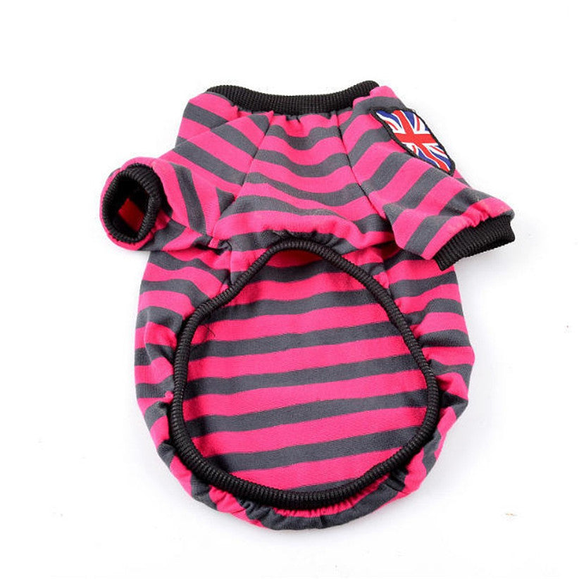 KFX-4721981 Casual Striped Round Neck Pet T-Shirt - Warm and Comfortable Dog Clothing