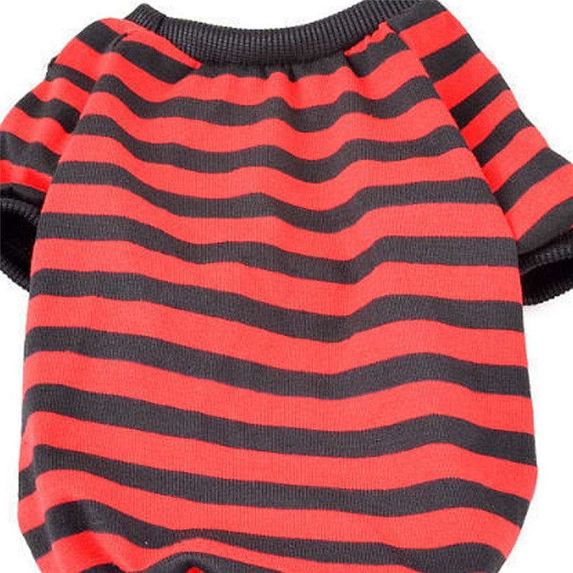 KFX-4721981 Casual Striped Round Neck Pet T-Shirt - Warm and Comfortable Dog Clothing