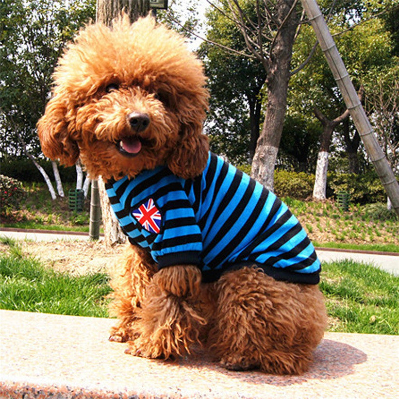 KFX-4721981 Casual Striped Round Neck Pet T-Shirt - Warm and Comfortable Dog Clothing