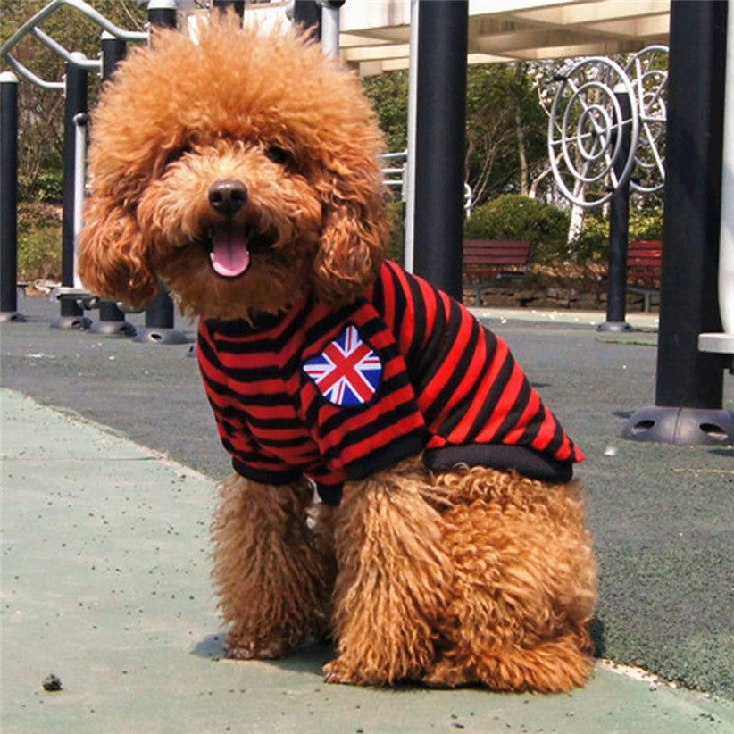 KFX-4721981 Casual Striped Round Neck Pet T-Shirt - Warm and Comfortable Dog Clothing