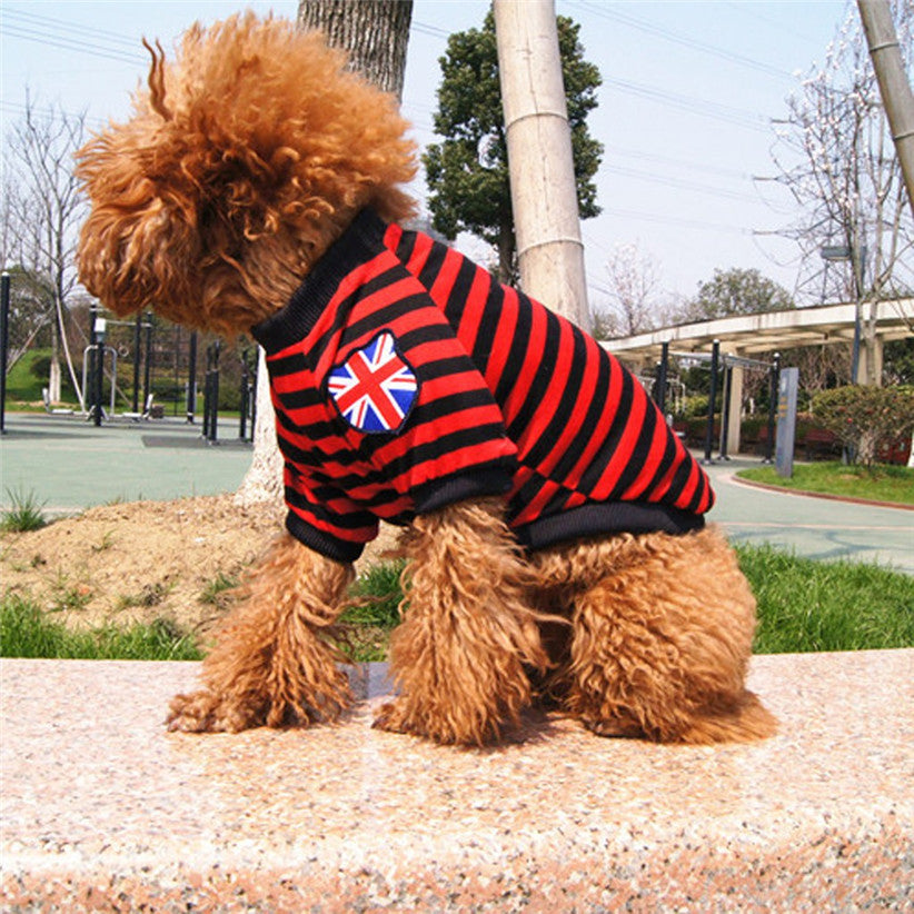 KFX-4721981 Casual Striped Round Neck Pet T-Shirt - Warm and Comfortable Dog Clothing