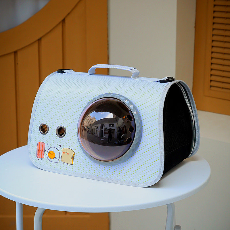 KFX-4723261 Portable Transparent Pet Bag for Cats, Medium Nylon Cat Cage with Cartoon Patterns
