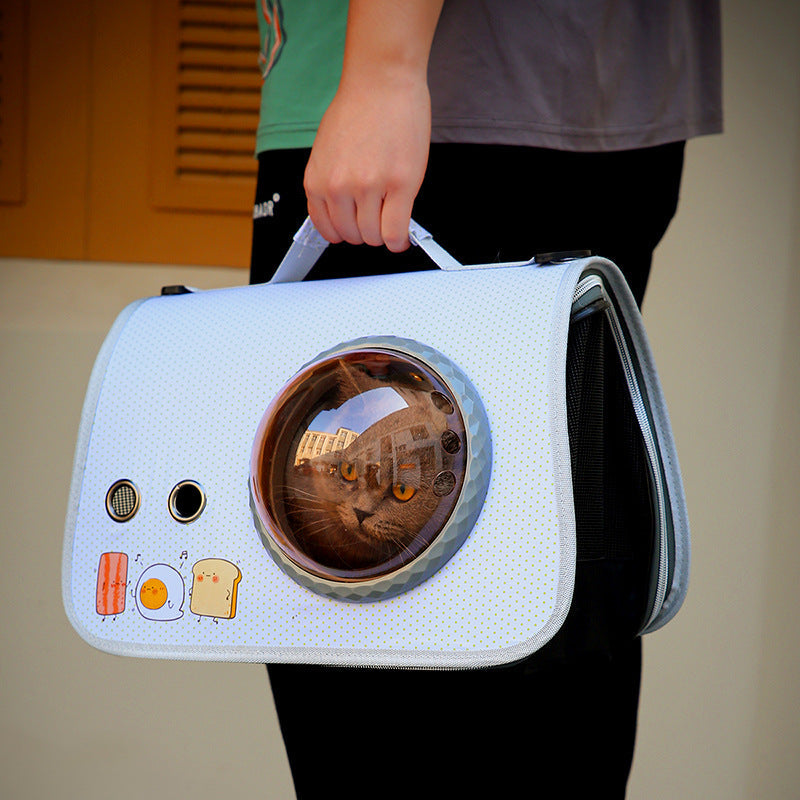 KFX-4723261 Portable Transparent Pet Bag for Cats, Medium Nylon Cat Cage with Cartoon Patterns