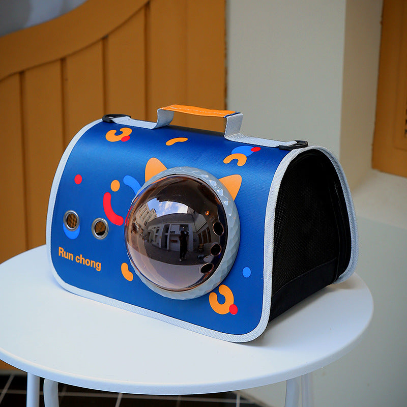 KFX-4723261 Portable Transparent Pet Bag for Cats, Medium Nylon Cat Cage with Cartoon Patterns
