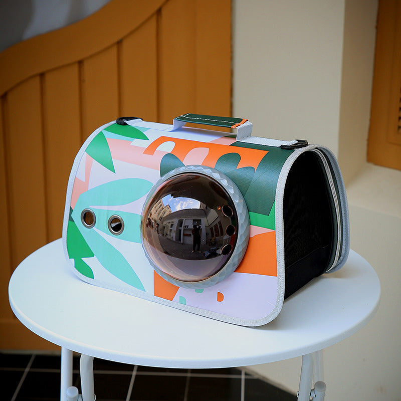 KFX-4723261 Portable Transparent Pet Bag for Cats, Medium Nylon Cat Cage with Cartoon Patterns