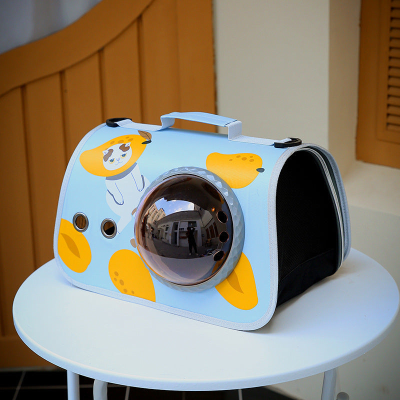 KFX-4723261 Portable Transparent Pet Bag for Cats, Medium Nylon Cat Cage with Cartoon Patterns