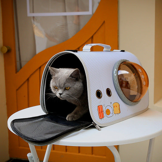 KFX-4723261 Portable Transparent Pet Bag for Cats, Medium Nylon Cat Cage with Cartoon Patterns