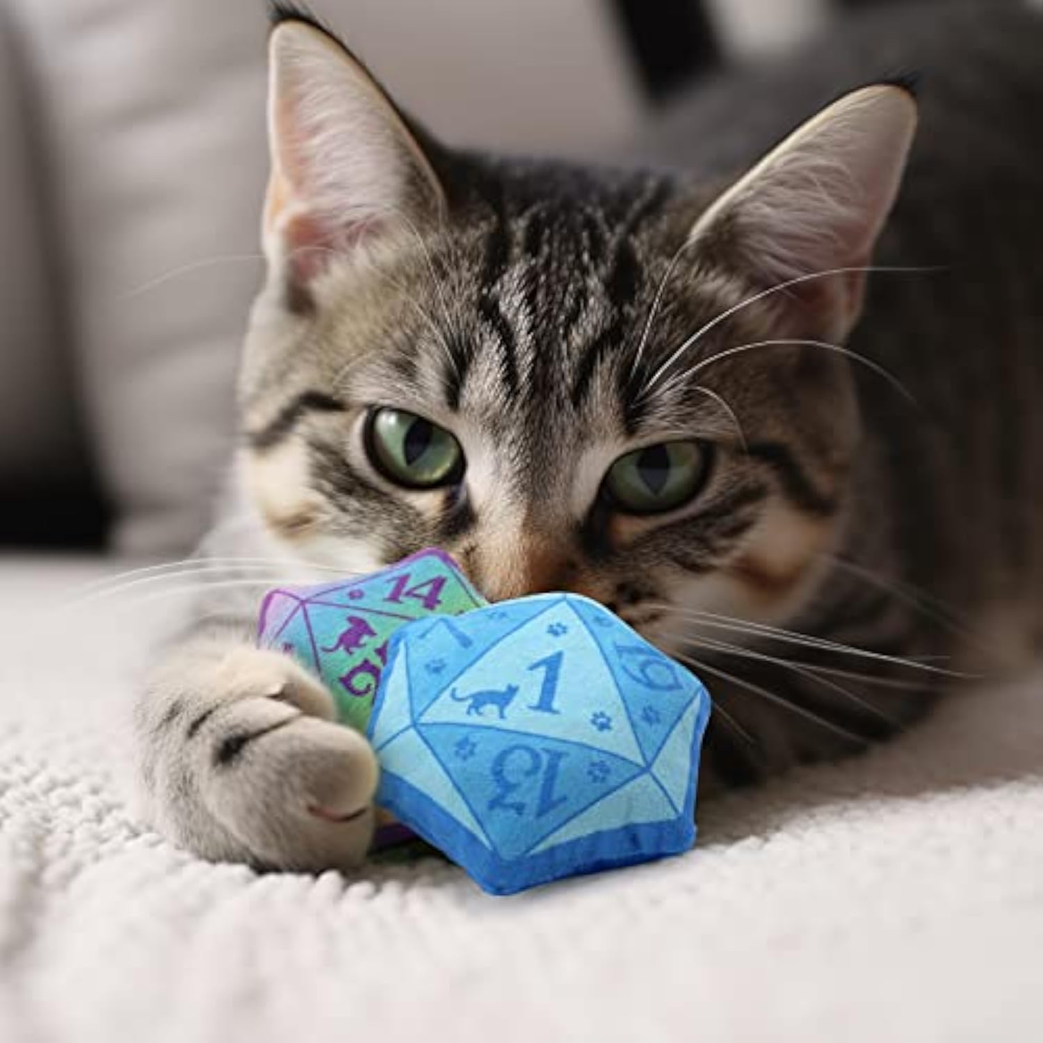 KFX-4726845 Catnip Dice Toy for Interactive Play, Soft Plush Teething Chew for Cats and Kittens, Ideal Gift for Cat Lovers