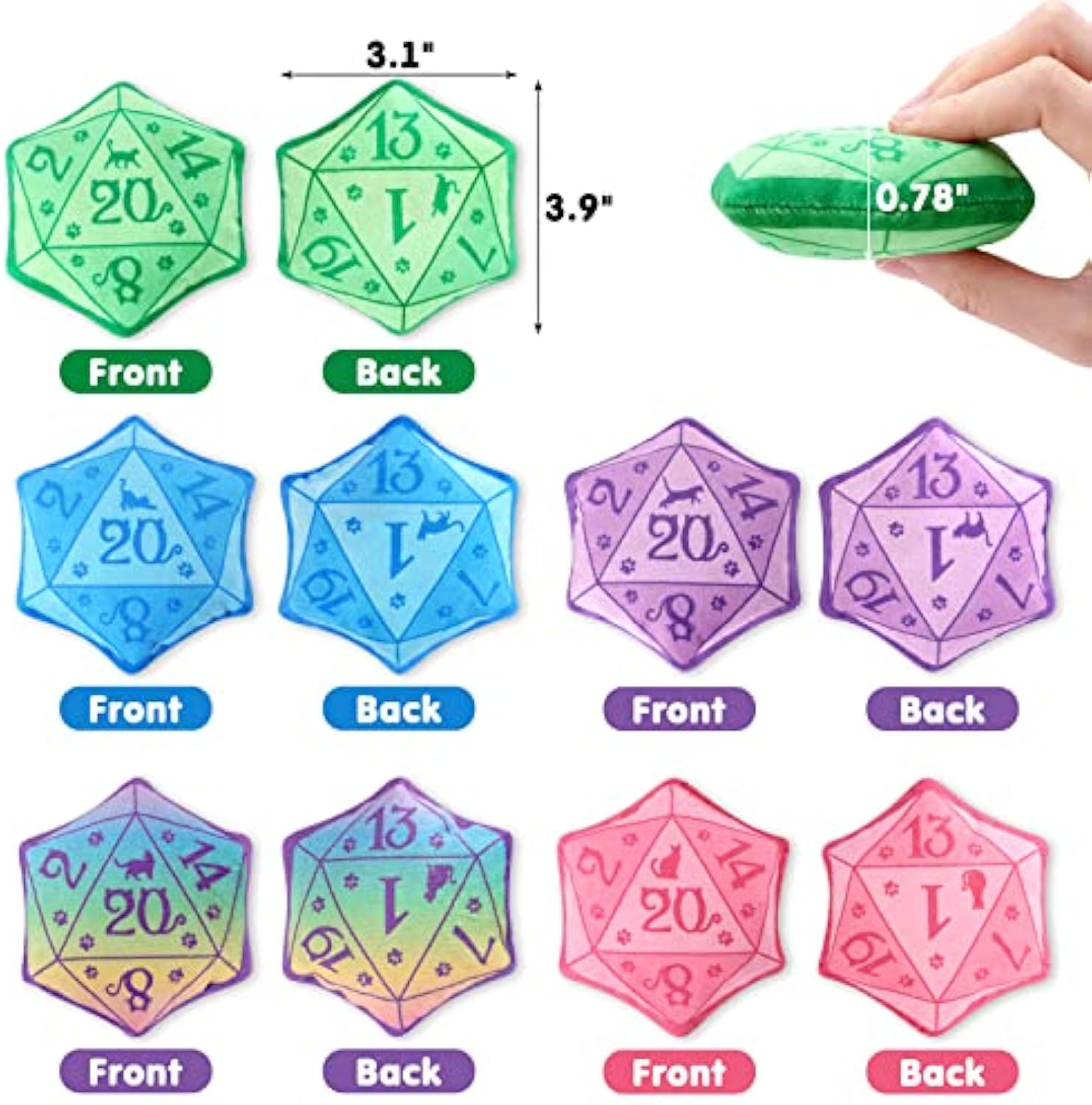 KFX-4726845 Catnip Dice Toy for Interactive Play, Soft Plush Teething Chew for Cats and Kittens, Ideal Gift for Cat Lovers