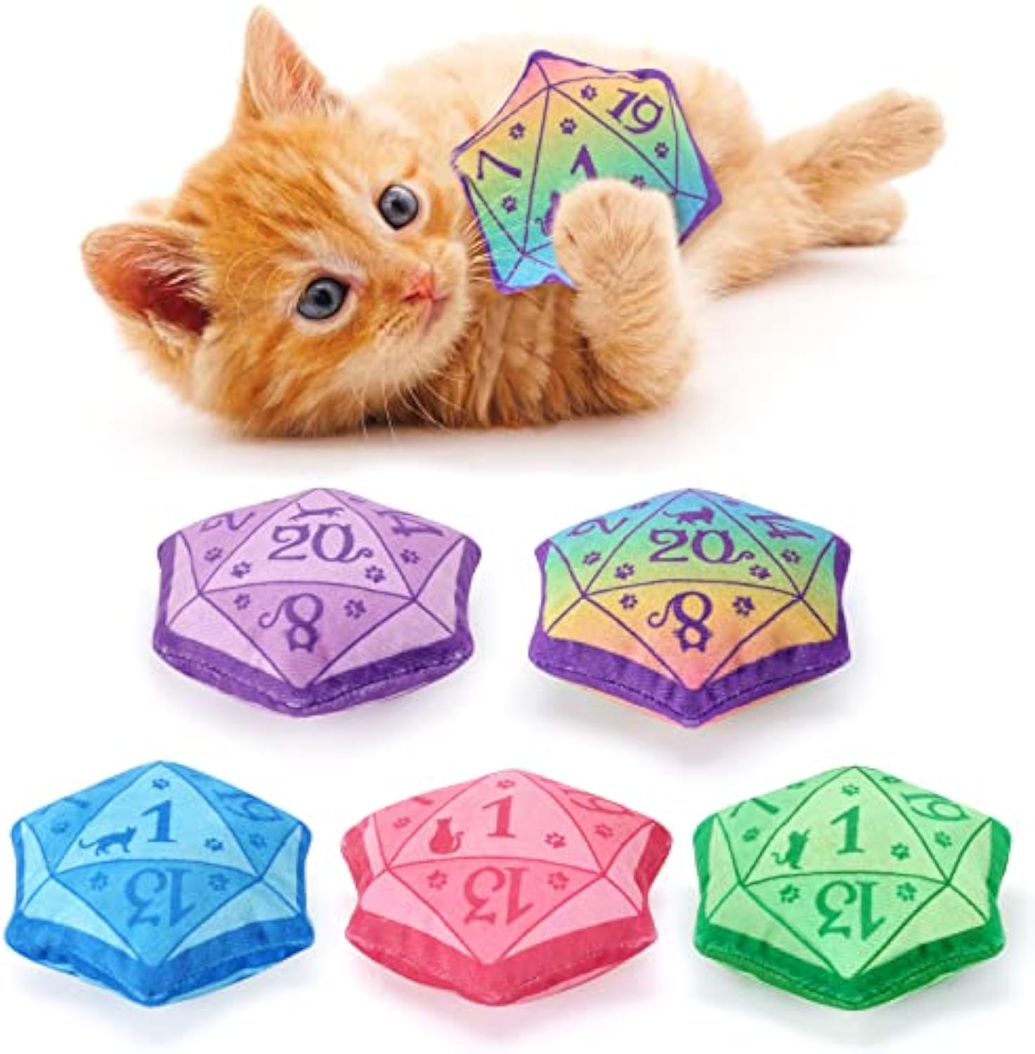 KFX-4726845 Catnip Dice Toy for Interactive Play, Soft Plush Teething Chew for Cats and Kittens, Ideal Gift for Cat Lovers