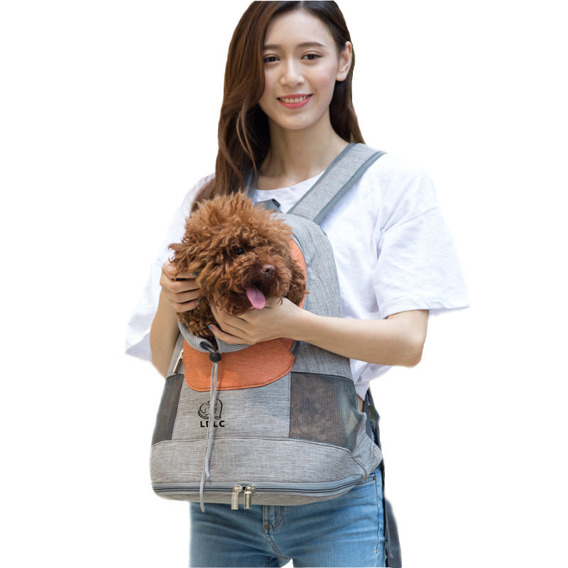 KFX-4731581 Portable Breathable Pet Backpack Carrier for Dogs and Cats, Adjustable with Legs Out Design, Medium to Hard Fabric